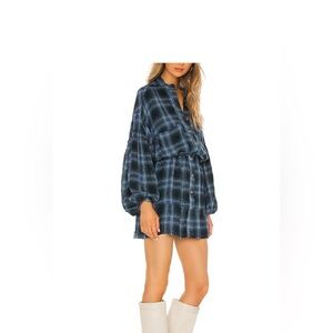 We The Free Navy Plaid Mini Dress